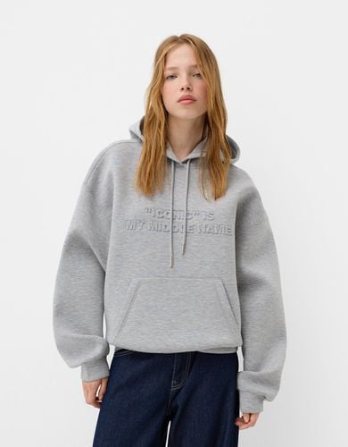 Sudadera Capucha Print Relieve Mujer L - Bershka - Modalova