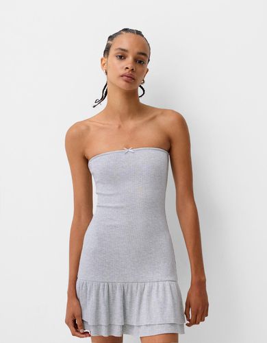 Vestido Mini Bandeau Volantes Mujer S - Bershka - Modalova