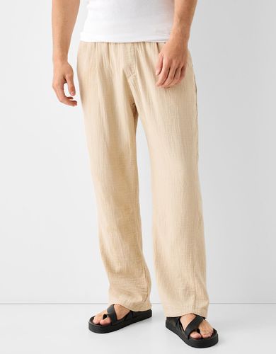 Pantalón Wide Leg Rústico Textura Hombre M - Bershka - Modalova