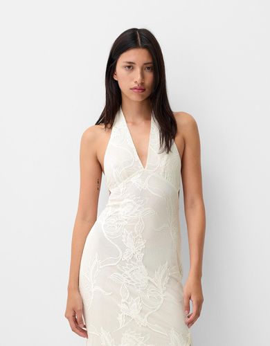 Vestido Midi Halter Jacquard Mujer L - Bershka - Modalova