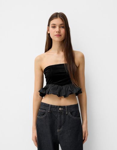 Top Bandeau Velvet Mujer Xs - Bershka - Modalova