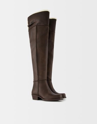 Bota Plana Over The Knee Mujer 37 - Bershka - Modalova