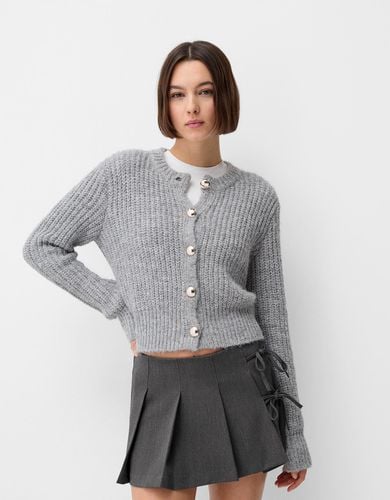 Falda Mini Tablas Detalle Lazo Mujer M - Bershka - Modalova