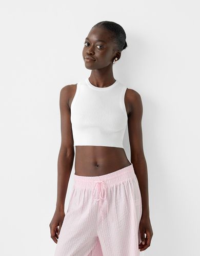 Bershka Top Rib Mujer Xs Blanco - Bershka - Modalova