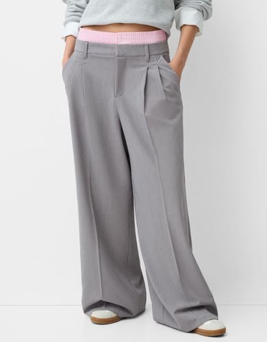 Pantalón Tailoring Cintura Contraste Mujer 34 - Bershka - Modalova