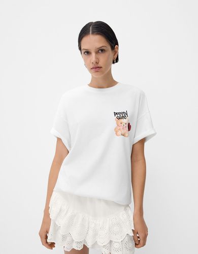 Camiseta Manga Corta Oversize Print Mujer L - Bershka - Modalova