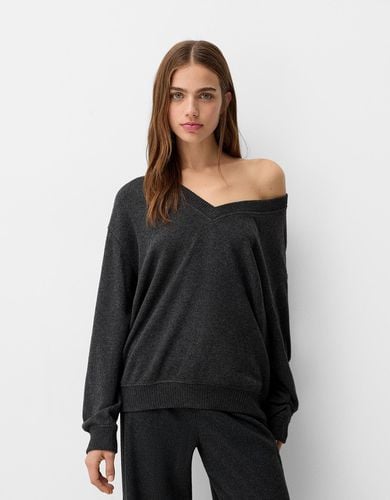 Jersey Cuello Pico Oversize Soft Touch Mujer L - Bershka - Modalova