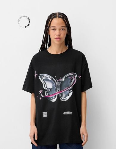 Camiseta Wearable Art Manga Corta Oversize Mujer Xs - Bershka - Modalova