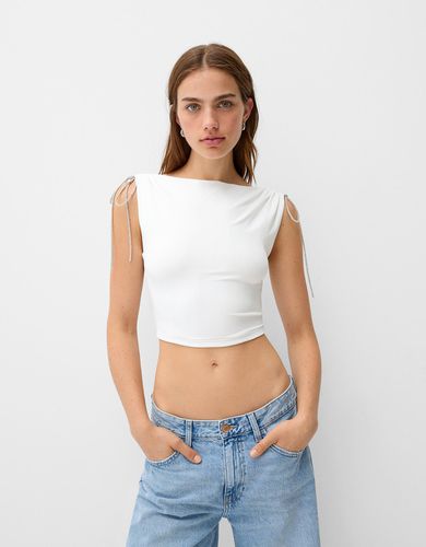 Camiseta Sin Mangas Espalda Descubierta Strass Mujer L - Bershka - Modalova