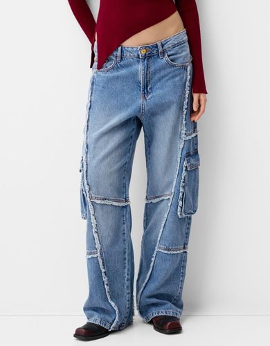 Jeans Baggy Cargo Flecos Mujer 34 - Bershka - Modalova