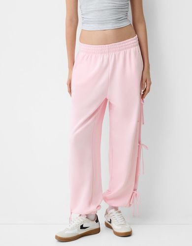 Pantalón Felpa Jogger Lazos Mujer M - Bershka - Modalova