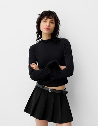 Falda Mini Tablas Cinturón Mujer L - Bershka - Modalova