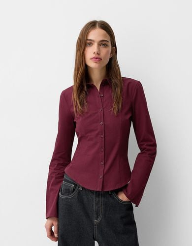 Camisa Manga Larga Entallada Mujer M - Bershka - Modalova