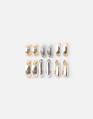 Pack 6 Pendientes Aro Mujer - Bershka - Modalova