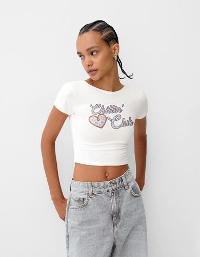 Camiseta Espalda Descubierta Strass Mujer 10-12 - Bershka - Modalova