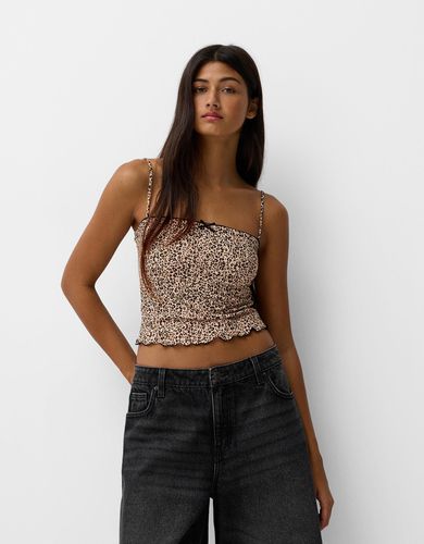 Top Tirantes Detalle Lazo Animal Print Mujer L - Bershka - Modalova