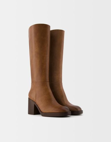 Bota Tacón Ancho Mujer 41 - Bershka - Modalova