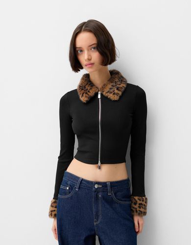 Chaqueta Detalle Cuello Puño Animal Print Mujer M - Bershka - Modalova