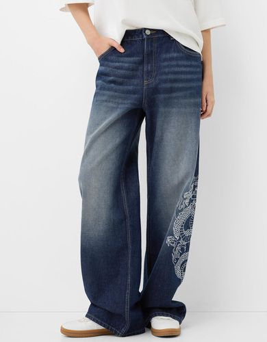 Jeans Baggy Bordado Mujer 32 - Bershka - Modalova