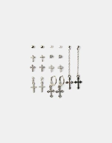 Pack 9 Pendientes Cruces Mujer - Bershka - Modalova