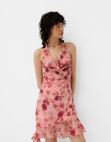 Vestido Mini Drapeado Print Mujer S - Bershka - Modalova