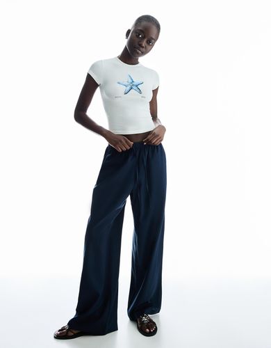 Talón Con Lino Goma Cintura Mujer Xl " - Bershka - Modalova