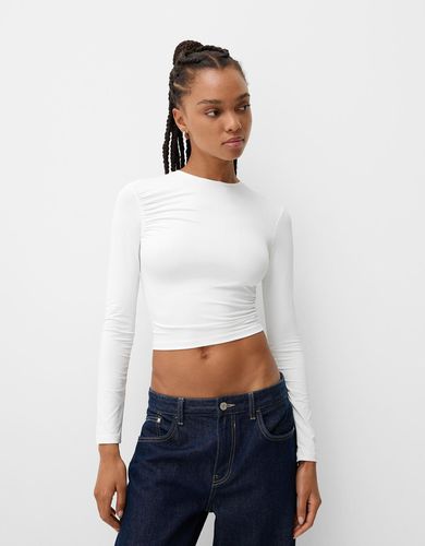 Camiseta Poliamida Manga Larga Frunces Mujer L - Bershka - Modalova