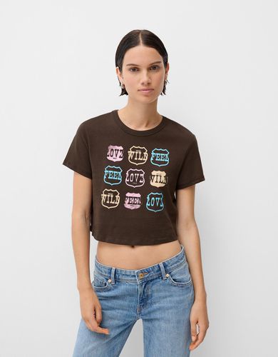 Camiseta Manga Corta Print Mujer L - Bershka - Modalova