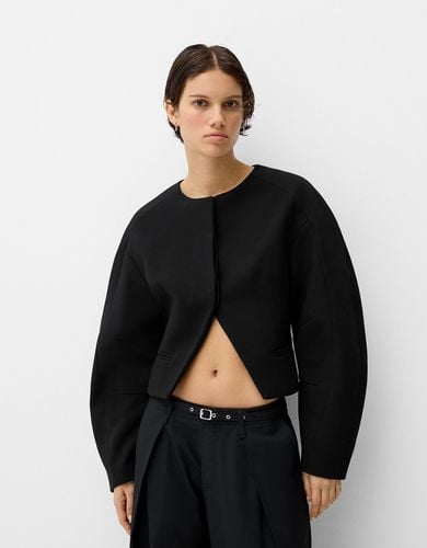 Blazer Cropped Manga Ancha Mujer Xs - Bershka - Modalova