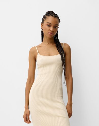 Vestido Midi Punto Abalorios Mujer L - Bershka - Modalova