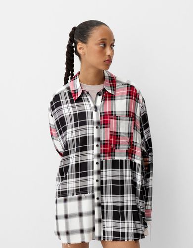 Camisa Beershka X Beetlejuice Oversize Cuadros Mujer M-L - Bershka - Modalova