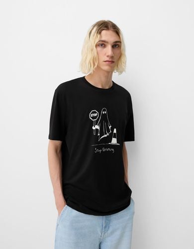 Camiseta Manga Corta Regular Fit Print Hombre L - Bershka - Modalova