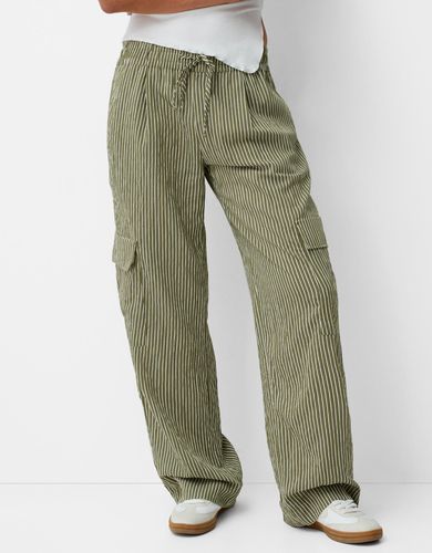 Pantalón Cargo Rayas Cintura Goma Mujer L - Bershka - Modalova