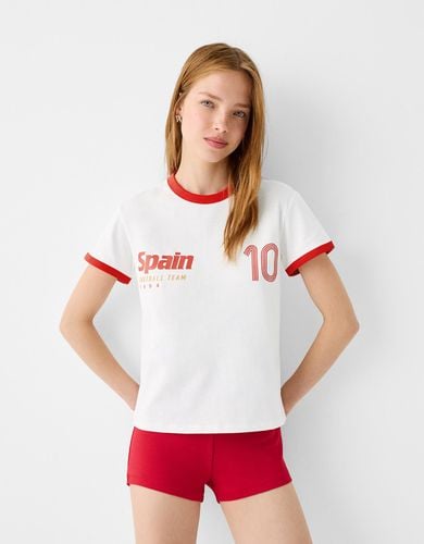 Camiseta Manga Corta Contraste Sport Mujer M - Bershka - Modalova