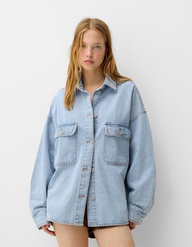 Sobrecamisa Denim Oversize Mujer M-L - Bershka - Modalova