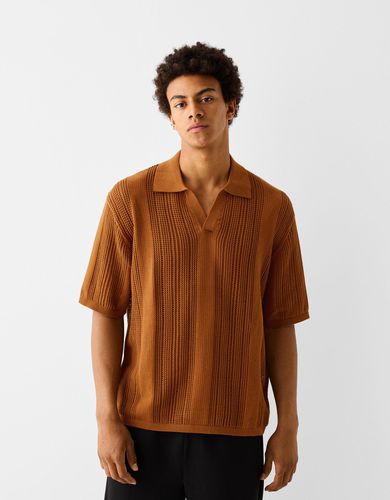 Polo Manga Corta Estructura Calados Hombre L - Bershka - Modalova