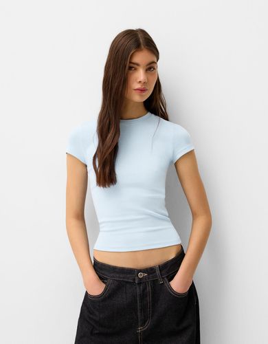 Camiseta Manga Corta Cuello Redondo Mujer L - Bershka - Modalova