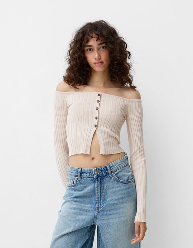 Jersey Cuello Bardot Botones Abierto Mujer L - Bershka - Modalova