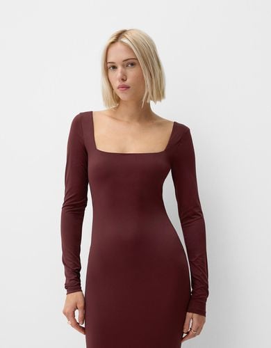 Vestido Midi Manga Larga Mujer S - Bershka - Modalova