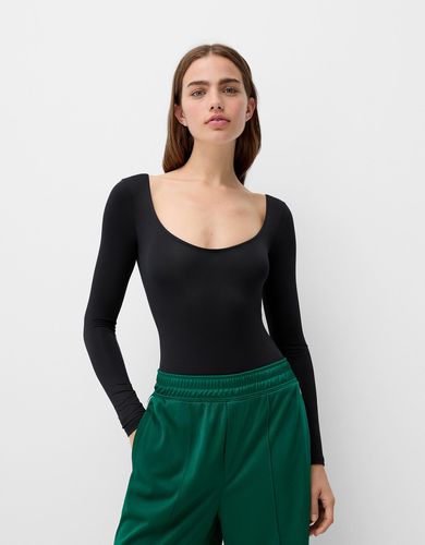 Body Manga Larga Cuello Barco Mujer M - Bershka - Modalova