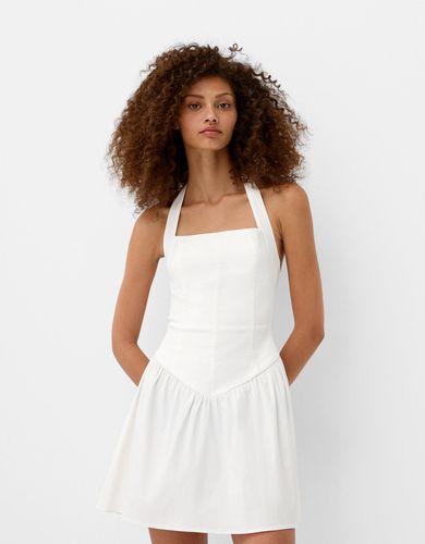 Vestido Mini Bengalina Con Vuelo Mujer Xs - Bershka - Modalova