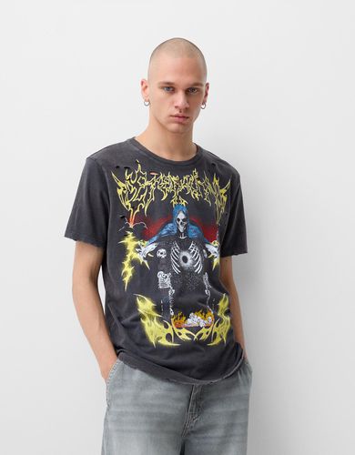 Camiseta Manga Corta Print Hombre M - Bershka - Modalova