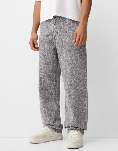 Jeans Baggy Jacquard Hombre 32 - Bershka - Modalova