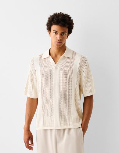 Polo Manga Corta Estructura Calados Hombre L - Bershka - Modalova