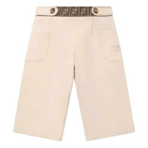 Beige Stretch Gabardine Baby Girls Trousers - Fendi - Modalova