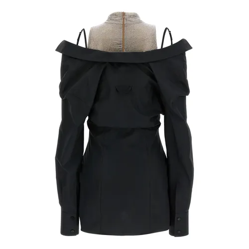 Rhinestone-Embellished Poplin Mini Dress - Giuseppe Di Morabito - Modalova