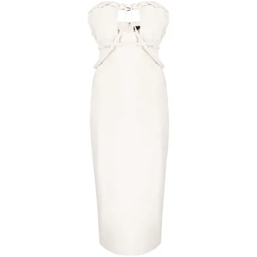 White Strapless Dress with Details - Jacquemus - Modalova
