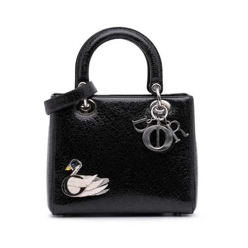 Pre-owned Elegant Top Handle Bag with Swan Detail Fashionable Accessory for Sophisticated Style - Dior Vintage - Modalova