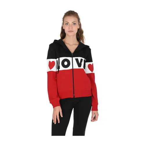 Heart Print ZipUp Hoodie - Love Moschino - Modalova