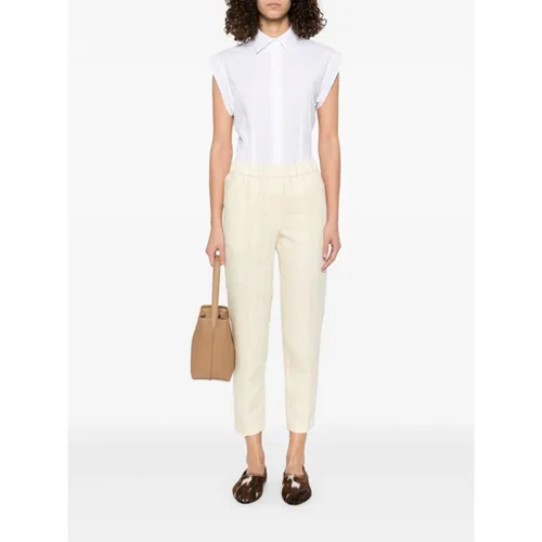 Beaded Trim Cropped Trousers - Peserico - Modalova